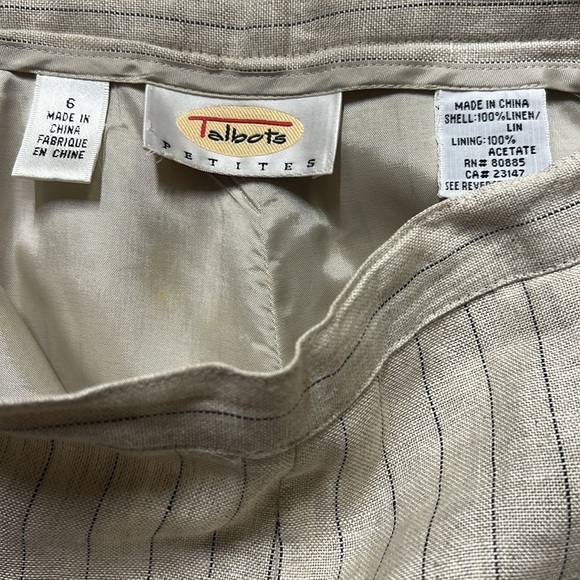 Talbots Linen Pinstriped Pants Cream - Picture 4 of 5
